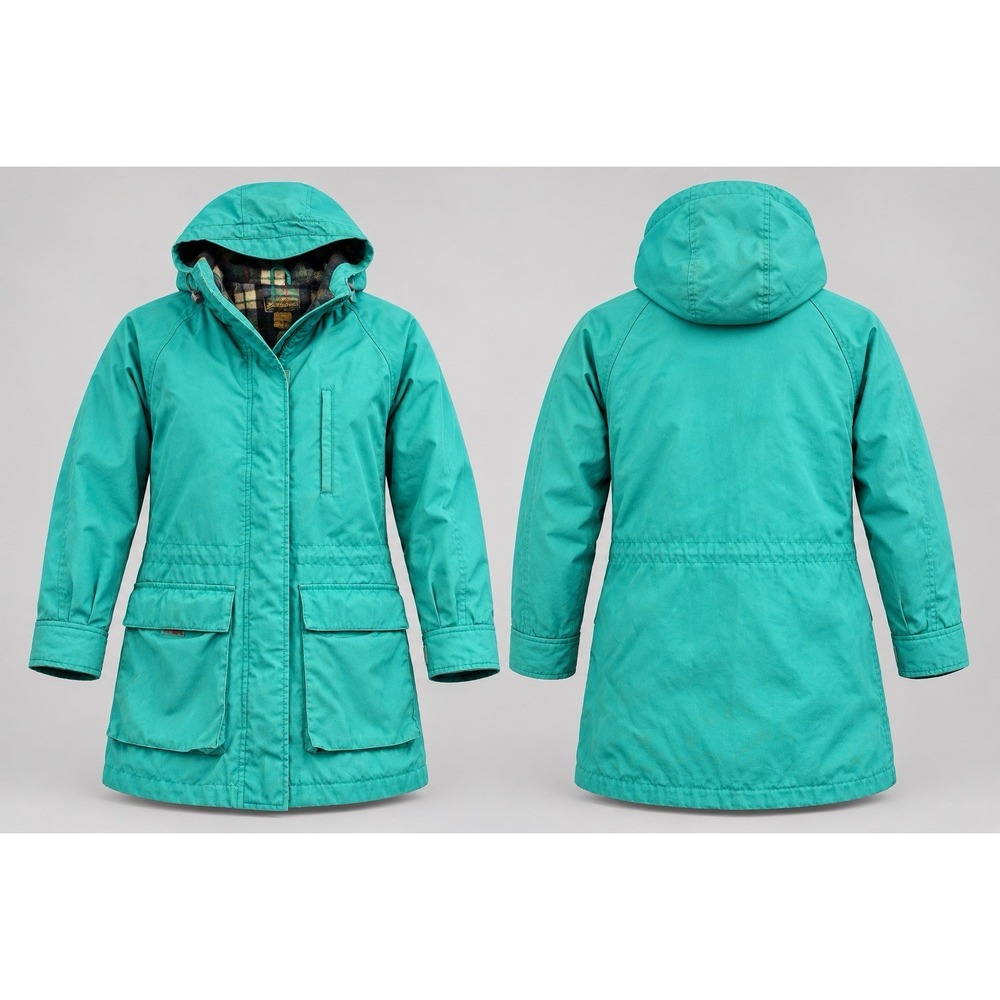 VTG Eddie Bauer wool lined hooded jacket women medium teal coat vtg warm